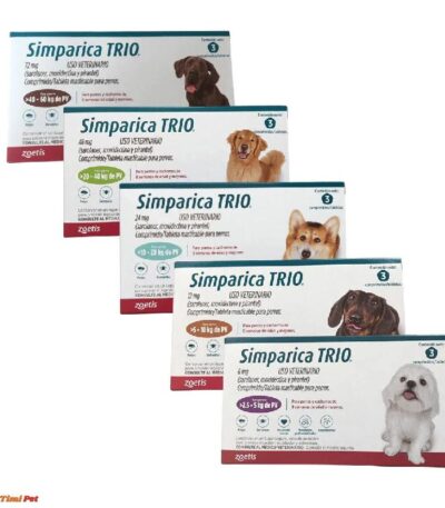Simparica Trio za pse - Pakovanje od 3 tablete za sve veličine pasa (2.5kg do 60kg)