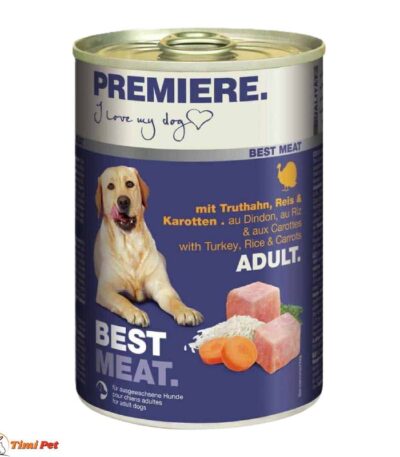 Premiere Dog Best Meat Adult 400g - Kompletna vlažna hrana za odrasle pse sa ćuretinom, pirinčem i šargarepom