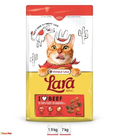 Lara hrana govedina za mačke – suva hrana za odrasle mačke sa ukusom govedine, pakovanja 1,9 kg i 7 kg