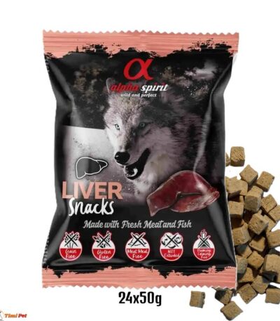 Alpha Spirit poslastice za pse Jetra - paket 24 kesice poluvlažnih kockica