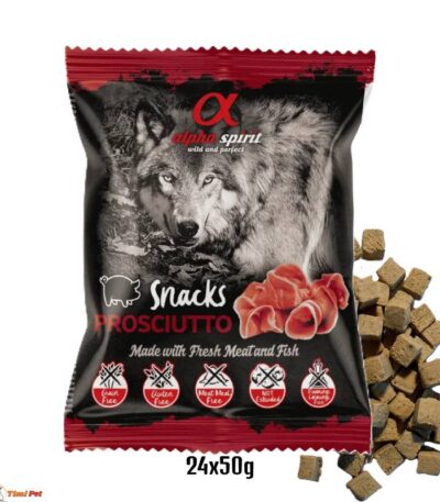 Alpha Spirit poslastice za pse Pršuta - paket 24 kesice poluvlažnih kockica
