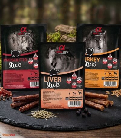 Alpha Spirit poslastica za pse 4x10g štapići šunka ćuretina jetra