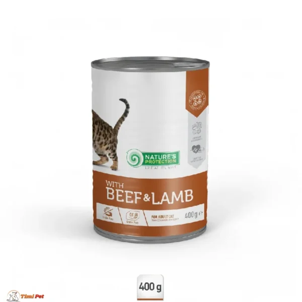 Nature's Protection Adult Beef & Lamb konzerva sa vlažnom hranom za odrasle mačke 400g