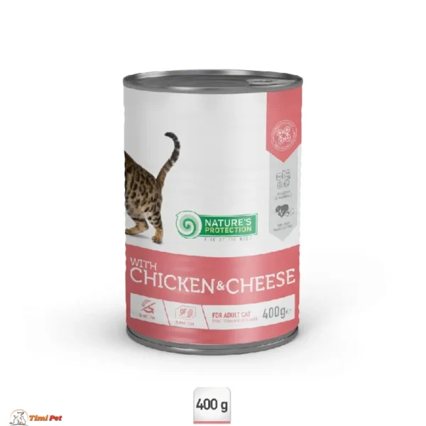 Nature's Protection Chicken&Cheese konzerva sa vlažnom hranom za odrasle mačke 400g