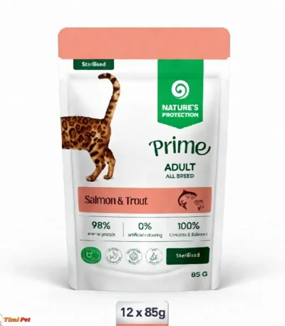 Nature's Protection Prime Sterilised Salmon&Trout vlažna hrana za sterilisane mačke 12x85g