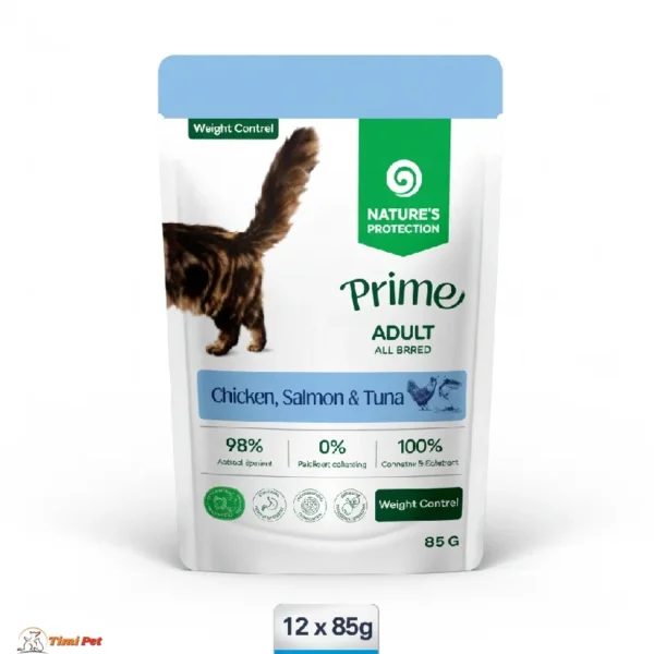 Nature's Protection Prime Weight Control hrana za mačke Chicken Salmon&Tuna 12x85g