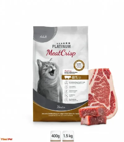 Platinum Cat Adult Meat Crisp Iberico – kompletna suva hrana za odrasle mačke (400 g i 1,5 kg)