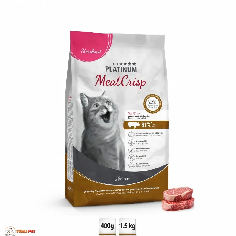 platinum-cat-sterilised-meat-crisp-iberico-400g-1-5kg Platinum Cat Sterilised Meat Crisp Iberico – kompletna suva hrana za sterilisane mačke (400 g i 1,5 kg)