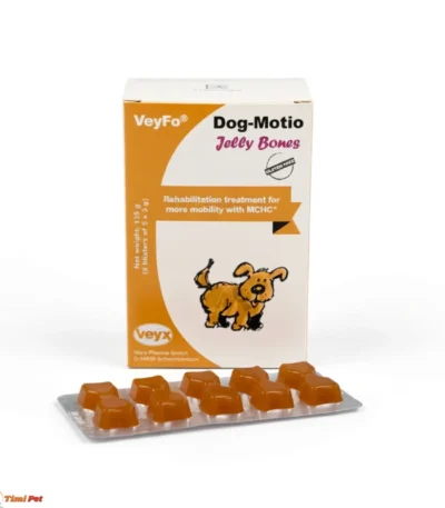 VeyFo Dog-Motio Jelly Bones – kutija suplementa za zglobove pasa od 135 g sa blisterom od 5 mekanih žele koskica