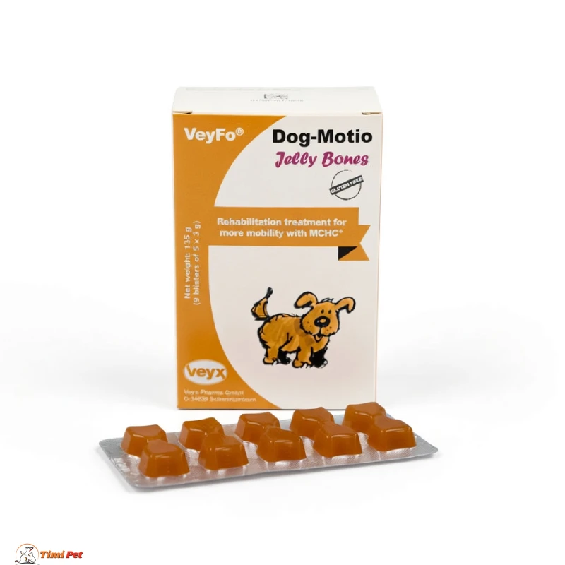veyfo-dog-motio-jelly-bones VeyFo Dog-Motio Jelly Bones – kutija suplementa za zglobove pasa od 135 g sa blisterom od 5 mekanih žele koskica